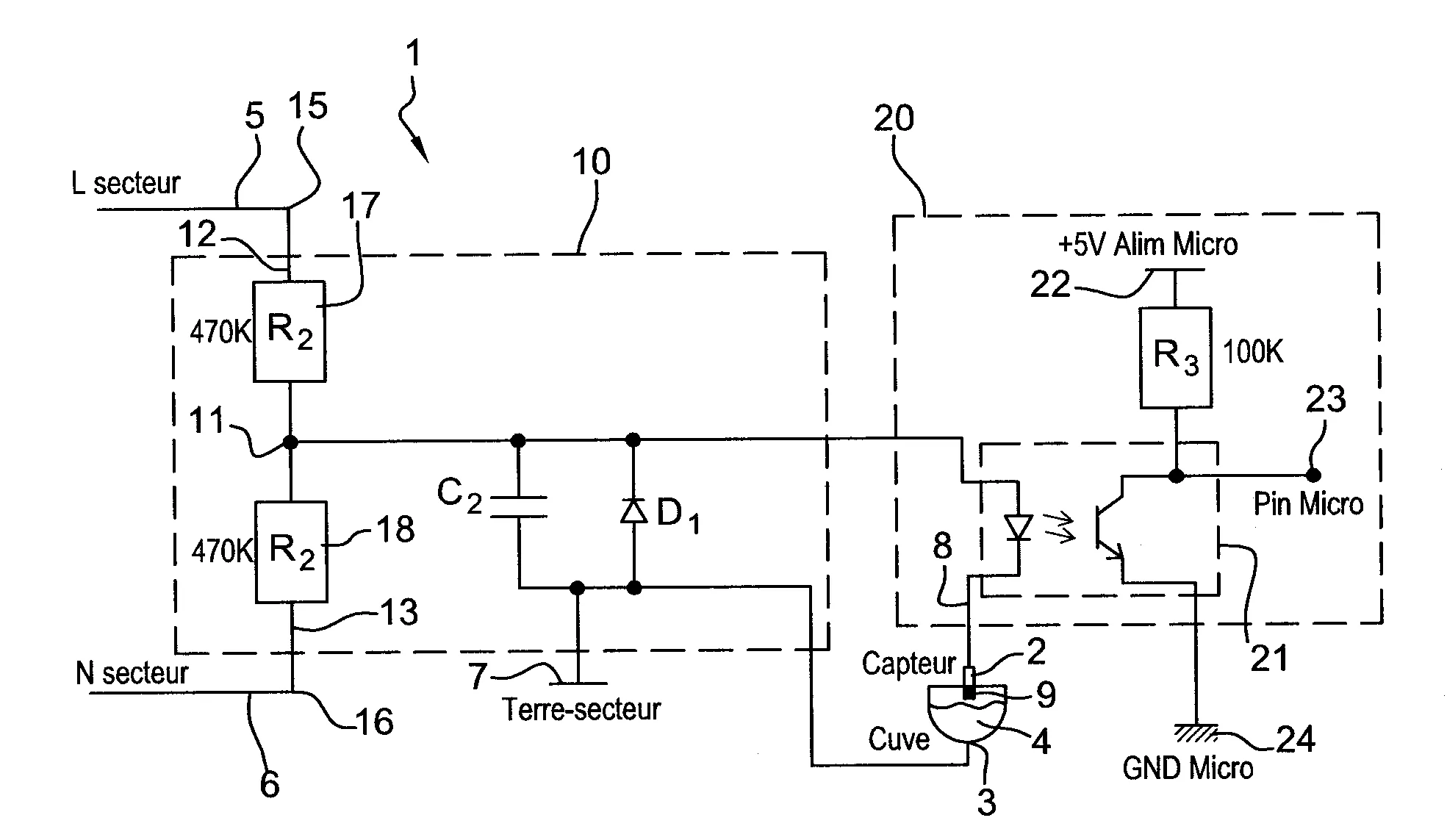Dispositif de detection du niveau d’un liquide