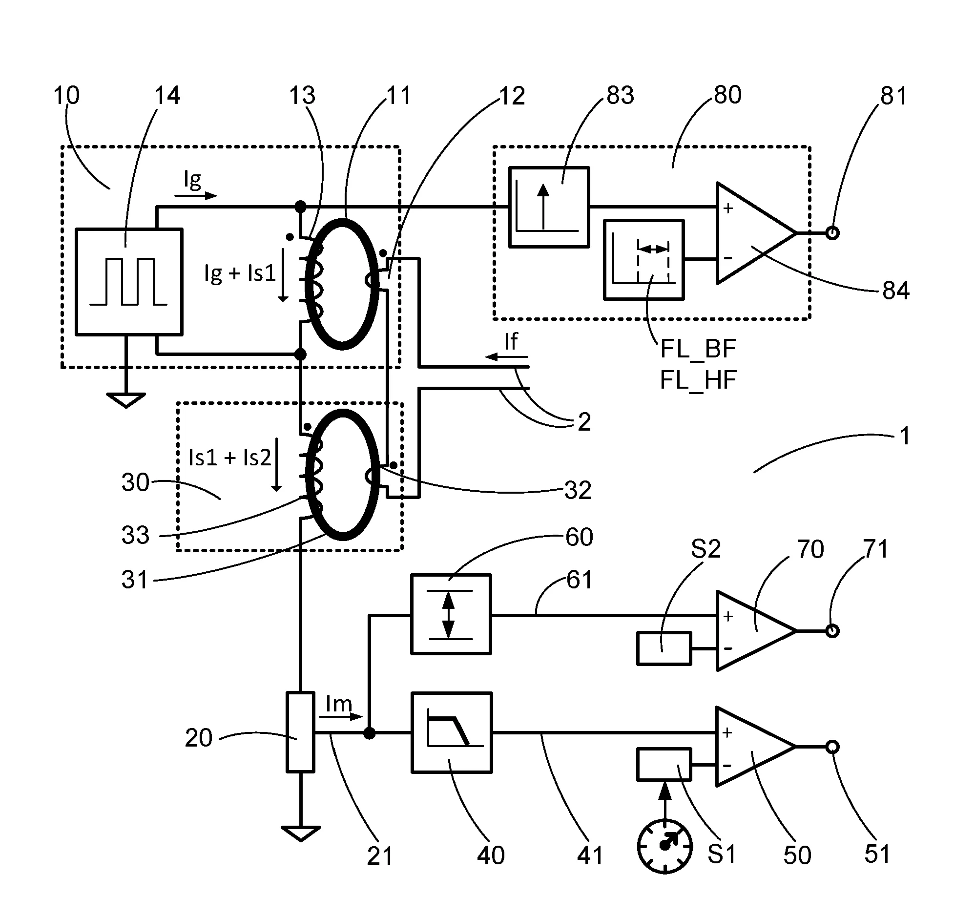 Dispositif de detection d'un courant electrique continu ou alternatif, module et appareil de protection comportant un tel dispositif