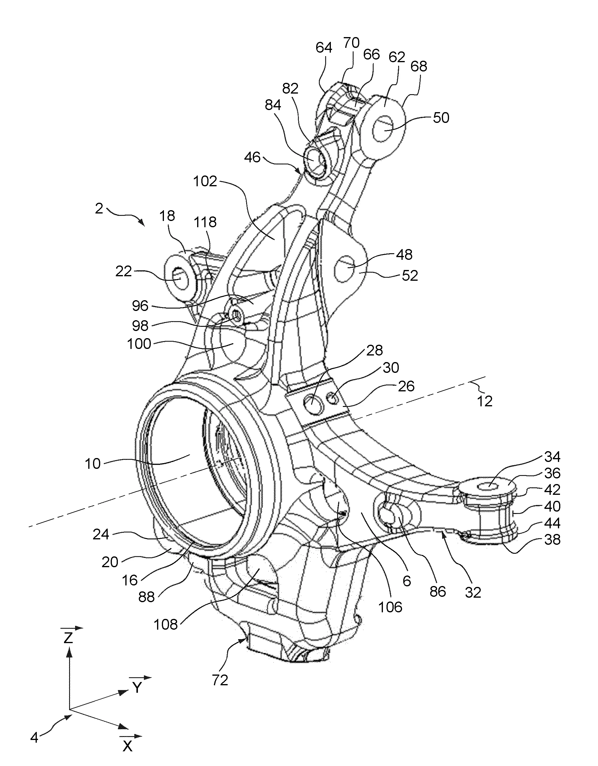 Porte-fusee pour vehicule automobile comprenant un premier evidement et un deuxieme evidement