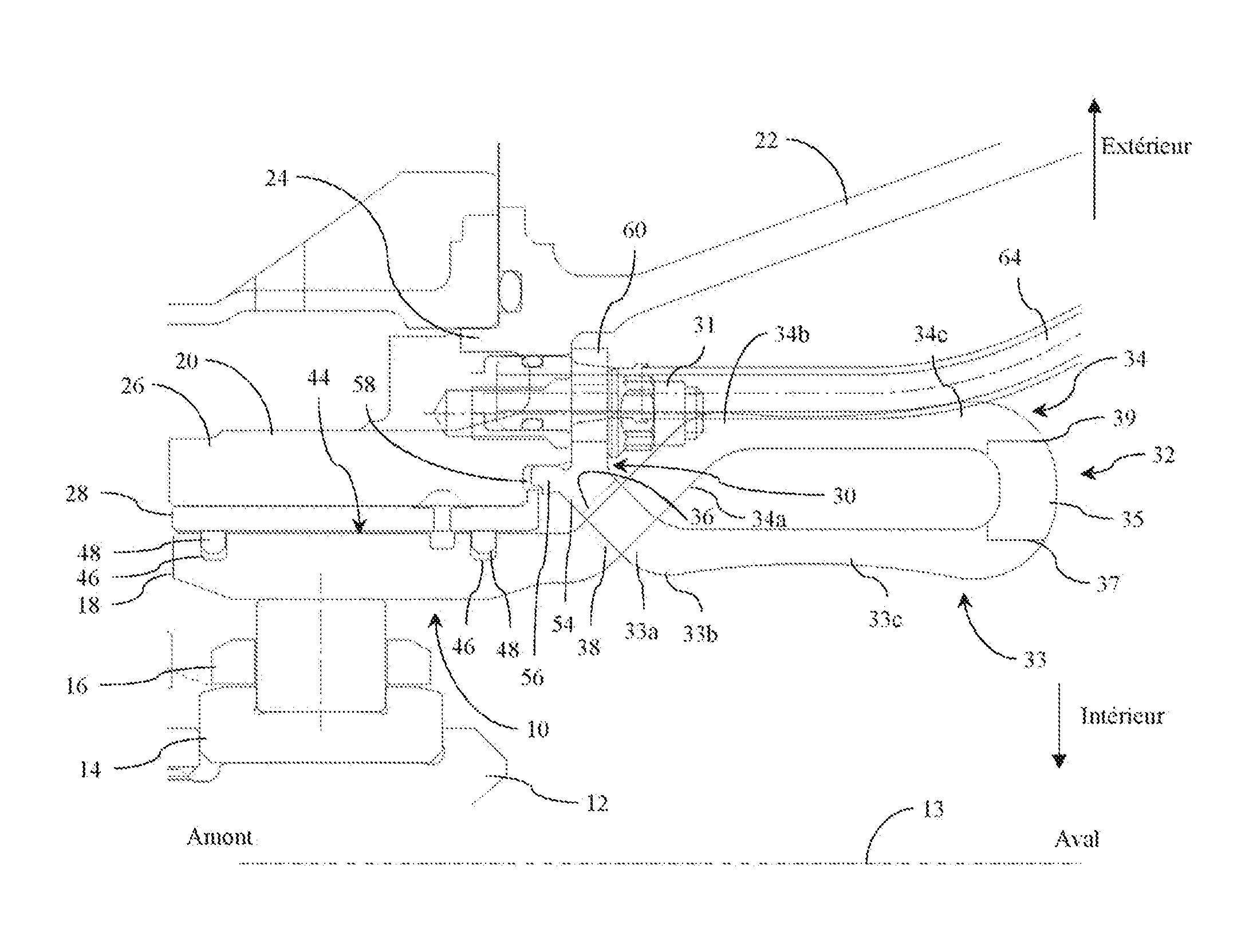 Dispositif pour le centrage et le guidage en rotation d'une piece rotative avec bras entrelaces