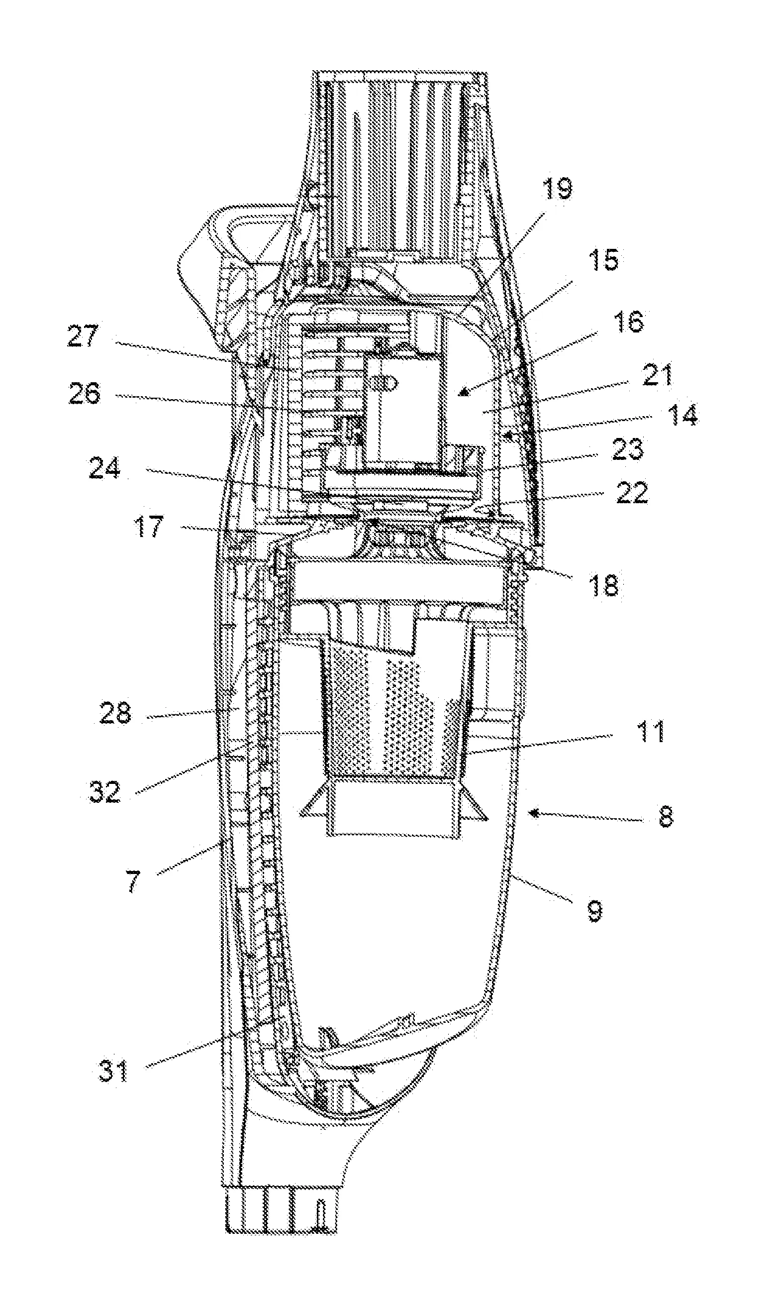 Aspirateur domestique équipé d’un élément d’absorption acoustique