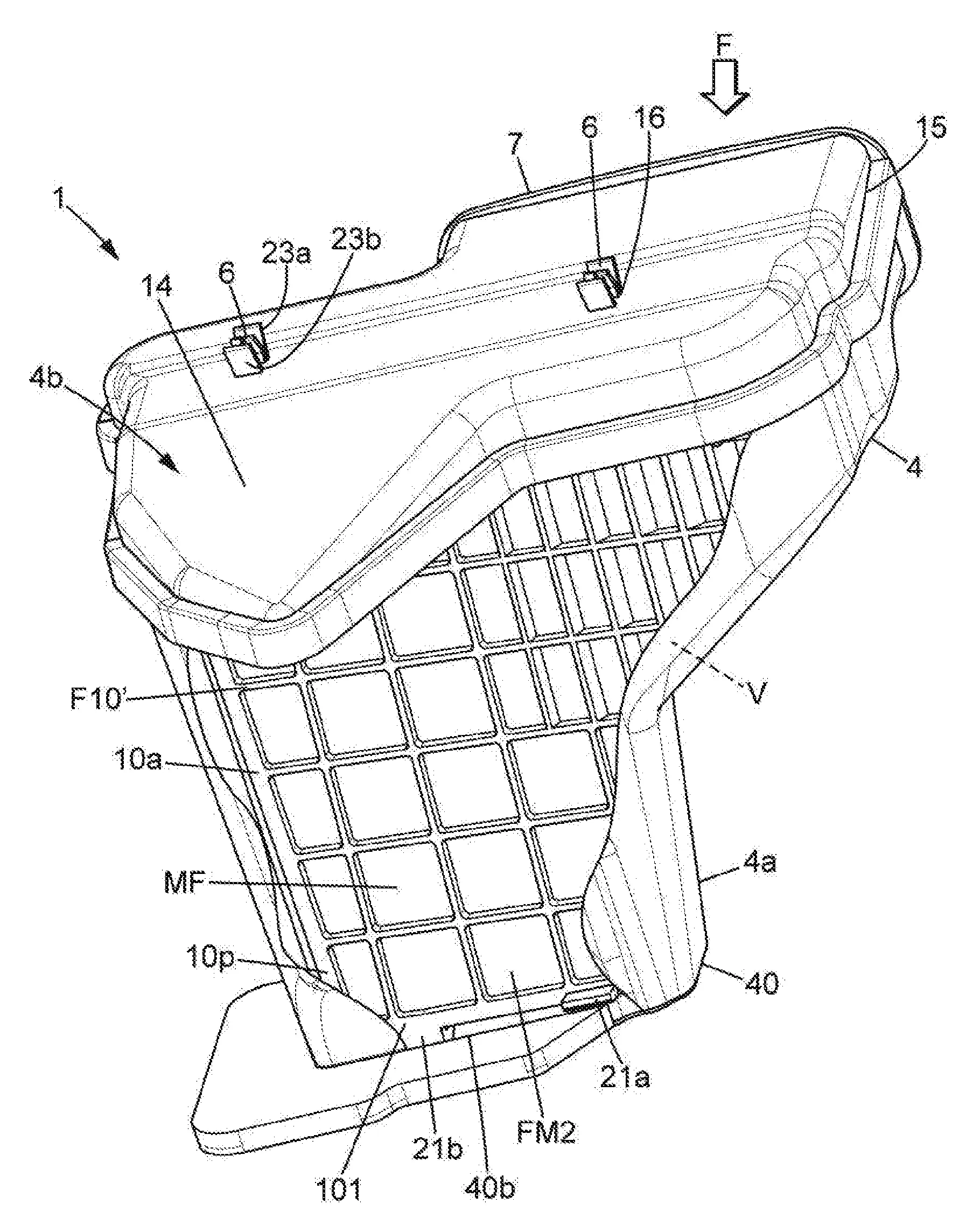 Filtre a air, en particulier avec un element filtrant lavable servant a verrouiller le boitier de filtre, et utilisation comme pre-filtre