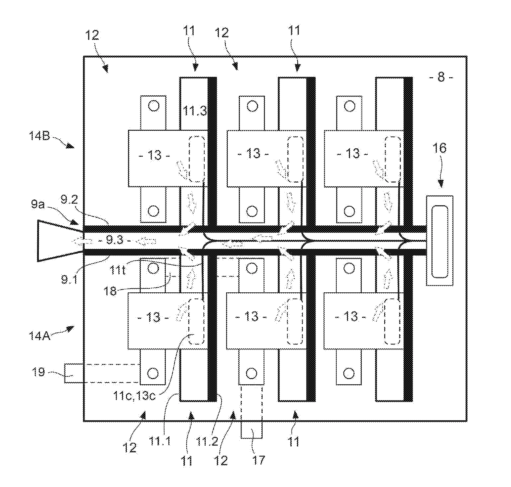 Module de distribution électrique compartimenté par des cloisons comportant des canaux de ventilation et/ou de passage de câbles de commande