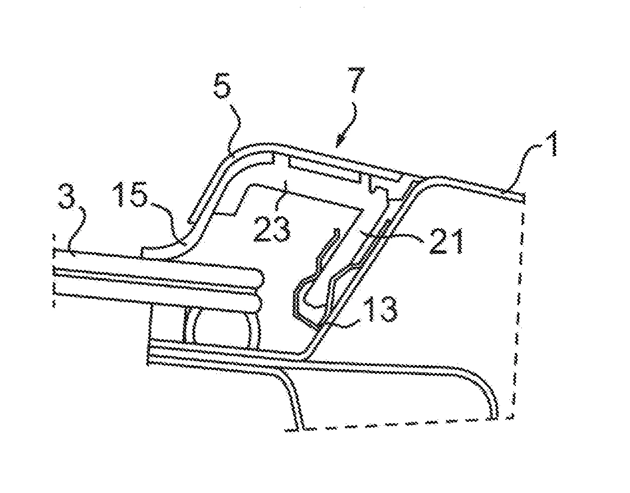 Vehicule comprenant un support d’enjoliveur de vitre assemble par clinchage